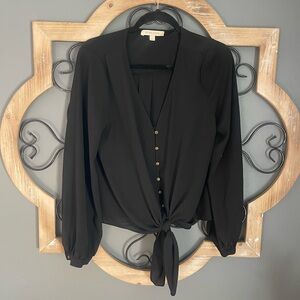 a new day Black Button-Down Blouse